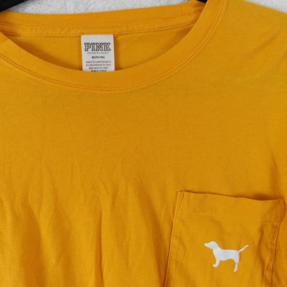 PINK Victoria's Secret Mustard‎ Yellow Long Sleeve Tee Size M - Picture 4 of 4